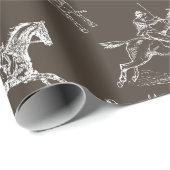 モダンスタイリッシュTaupe白い乗馬トイル ラッピングペーパー (ロールコーナー)