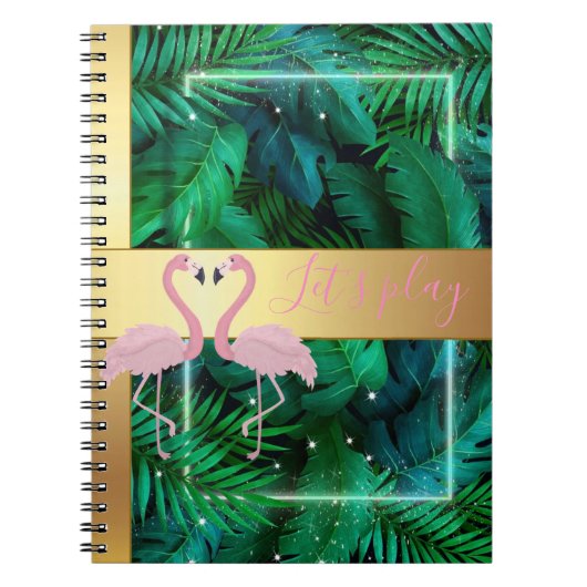 モダンスタイリッシュTropical Palm葉 Pink ノートブック (正面)