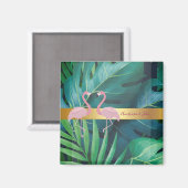 モダンスタイリッシュTropical Palm葉 Pink マグネット (正面/裏面)