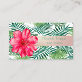 モダンスタイリッシュTropical Palm葉 S,Hibiskus 名刺 (正面)