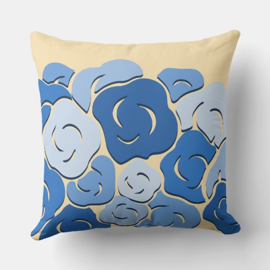 モダンスタイルの花壇 青と黄色 クッション (裏面)