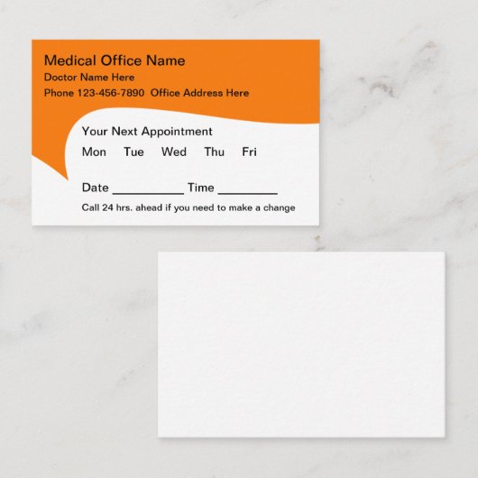 モダンスタイルアポイントメント名刺バルク 予約カード (正面/裏面)