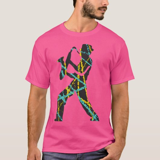 モダンスタイルジャズサックスミュージシャン Tシャツ (正面)
