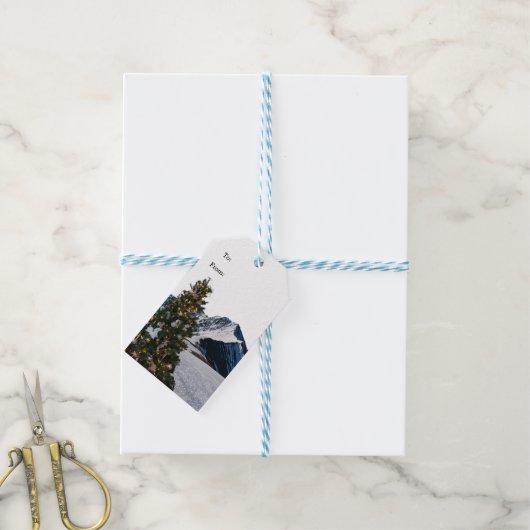 モダンスタイルツリーとマウンテンギフトラベル ギフトタグ (より糸付き)