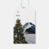 モダンスタイルツリーとマウンテンギフトラベル ギフトタグ (正面)