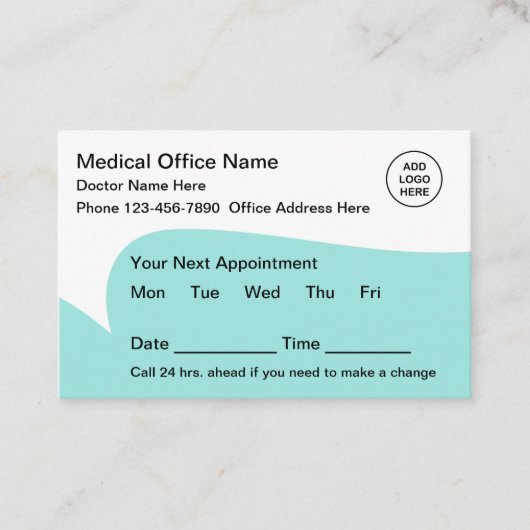 モダンスタイルロゴアポイントメント名刺バルク 予約カード (正面)