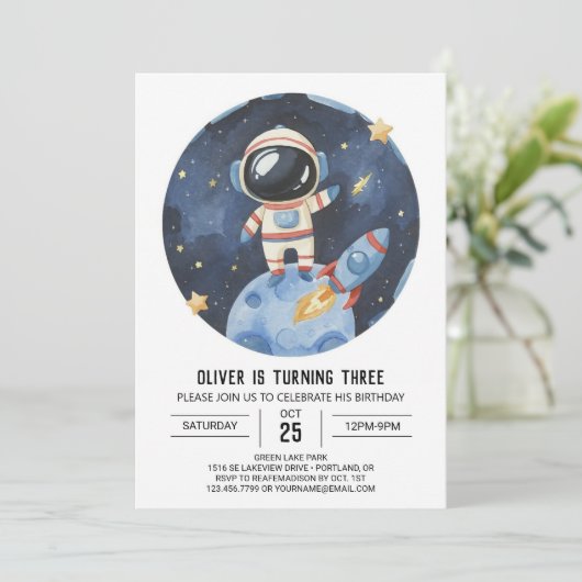モダンスター コズミック アストロノートボーイ バースデー 招待状 (スタンド正面)