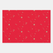 モダンスター |ミニマリストホワイトグリーンレッドホリデー ラッピングペーパーシート (正面2)