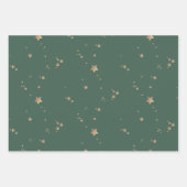 モダンスター |ミニマリストホワイトグリーンレッドホリデー ラッピングペーパーシート (正面)