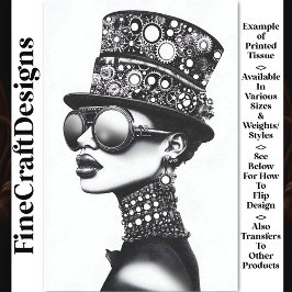 モダンステアクールムパンク女性B&W AC8 Decopage 薄葉紙