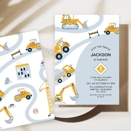 モダンストップ建築ザ・トラフィック第1の誕生日 招待状