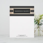 モダンストライプのエレガント黒フェイク箔 レターヘッド (スタンド正面)