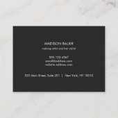 モダンストライプのエレガント黒フェイク箔 名刺 (裏面)