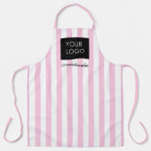 モダンストライプのカスタムBusiness Logo Pink White エプロン (正面)