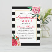 モダンストライプのクラシックフローラ牡丹卒業 招待状 (スタンド正面)