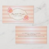 モダンストライプのスタイリッシュ,金ゴールドフレーム,バラ 名刺 (正面/裏面)