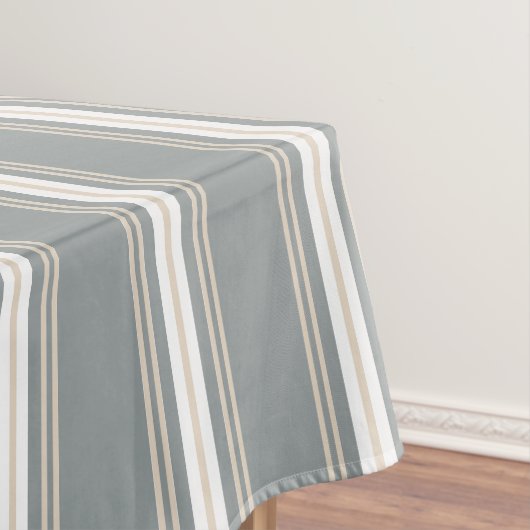 モダンストライプのミニマル青とクリームストライプ色 テーブルクロス (インサイチュ)