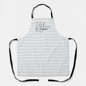 モダンストライプの手書きスクリプパーソナライズされたト エプロン (正面)