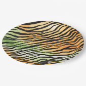 モダンストライプの皮プリント大きな猫猫 ペーパープレート (アングル)