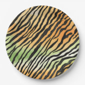 モダンストライプの皮プリント大きな猫猫 ペーパープレート (正面)