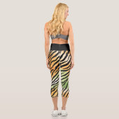 モダンストライプの虎の皮のプリント大きな猫 カプリレギンス (裏面)