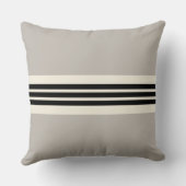 モダンストライプの装飾用クッションイン・ブラック&タウペ クッション (裏面)