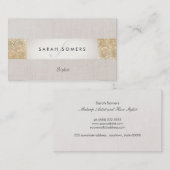 モダンストライプの金ゴールドフェイクSequin Monogram 名刺 (正面/裏面)