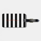 モダンストライプの – 赤い唇パーソナライズされた ラゲッジタグ (裏面横)