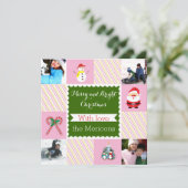 モダンストライプのChristmasのフラット写真 シーズンカード (スタンド正面)