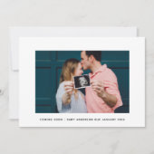 モダンストライプエレガント生児来の妊娠 案内状 (正面)