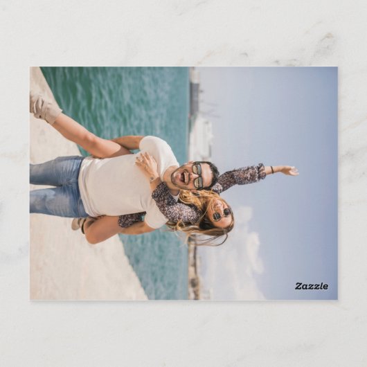 モダンストライプクラシック結婚の写真の日付を保存 ポストカード (裏面)