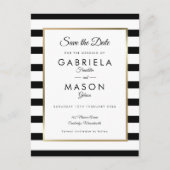 モダンストライプクラシック結婚の写真の日付を保存 ポストカード (正面)