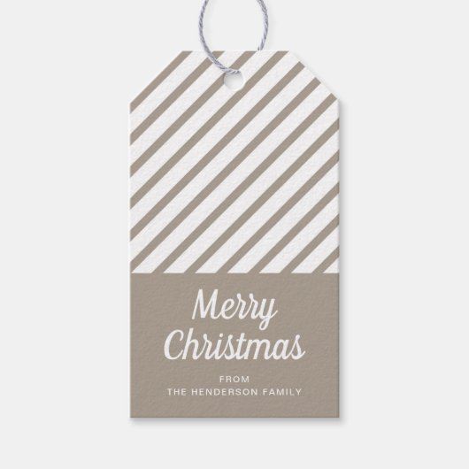 モダンストライプクリスマス ギフトタグ (正面)