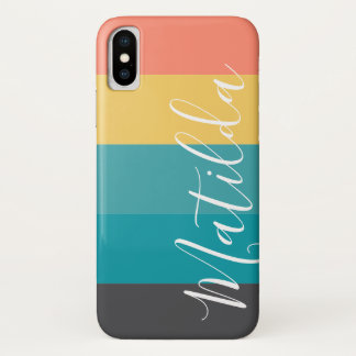 モダンストライプグラデーションパーソナライズされた名 iPhone X ケース