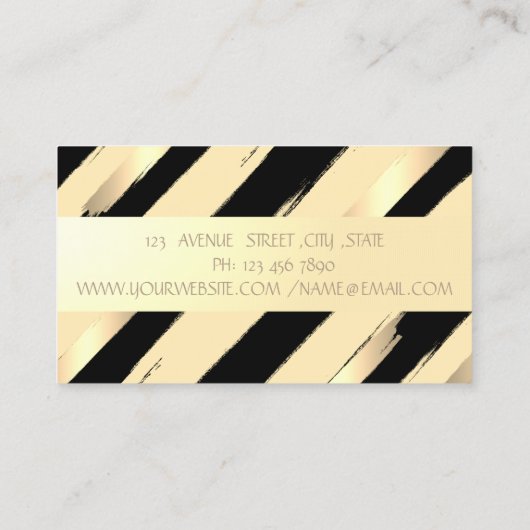 モダンストライプスタイリッシュ,フェイク金ゴールド 名刺 (裏面)