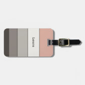 モダンストライプズピンクグレーシンプルヤング ラゲッジタグ (正面横)