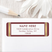 モダンストライプズブルゴーニュ金ゴールドホワイト差出人住所 ラベル (インサイチュ)