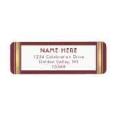 モダンストライプズブルゴーニュ金ゴールドホワイト差出人住所 ラベル (正面)