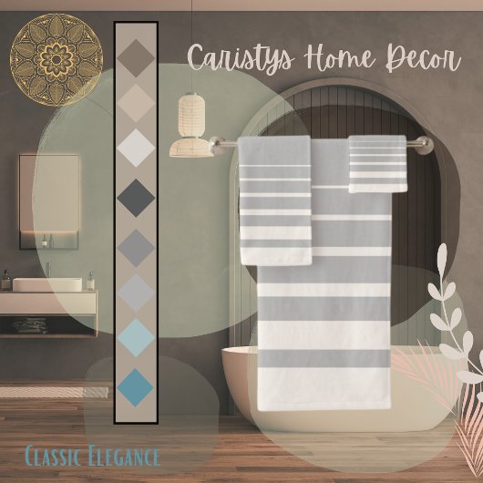 モダンストライプズ・ダブグレーとバタークリーム バスタオルセット