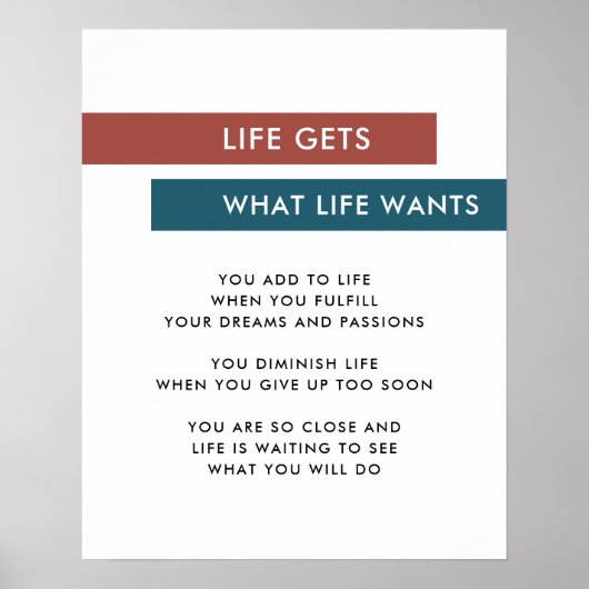 モダンストライプティール(緑がかった色)やる気を起こさせる引用文 ポスター (正面)