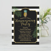 モダンストライプトロピカルパイナップル引っ越し祝いパーティー 招待状 (スタンド正面)