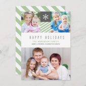 モダンストライプハッピーホリデーズフォトフラットカード シーズンカード (正面/裏面)