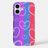 モダンストライプハートモノグラム女子ギフト Case-Mate iPhoneケース (裏面)