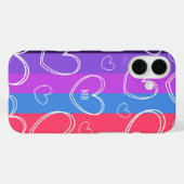 モダンストライプハートモノグラム女子ギフト Case-Mate iPhoneケース (裏面 (横))