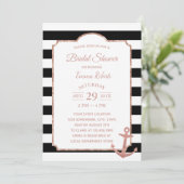 モダンストライプバラ金ゴールドいかりブライダルシャワー 招待状 (スタンド正面)