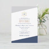 モダンストライプバー（ユダヤ教の）バル・ミツバー 招待状 (スタンド正面)