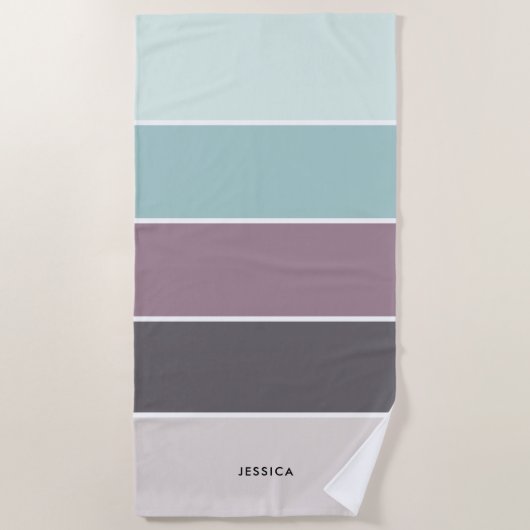 モダンストライプパターパーソナライズされたン ビーチタオル (正面)