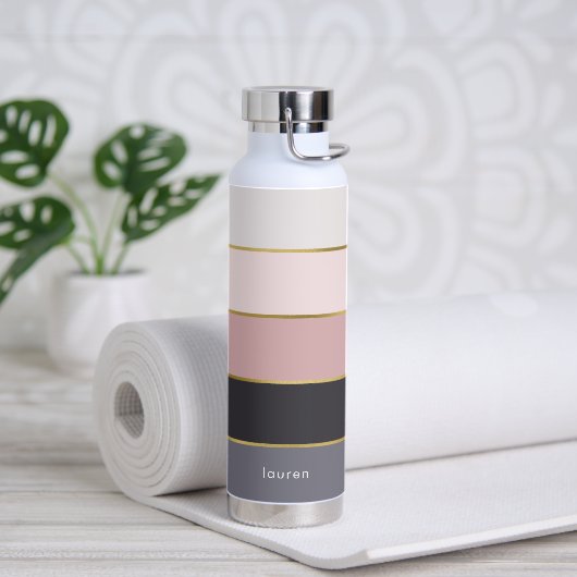 モダンストライプパーソナライズされた ウォーターボトル (ヨガ)