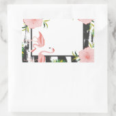 モダンストライプピンクフラミンゴ 長方形シール (バッグ)