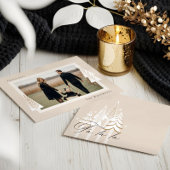 モダンストライプフレームエバーグリーンクリスマスツリーフォト シーズンカード